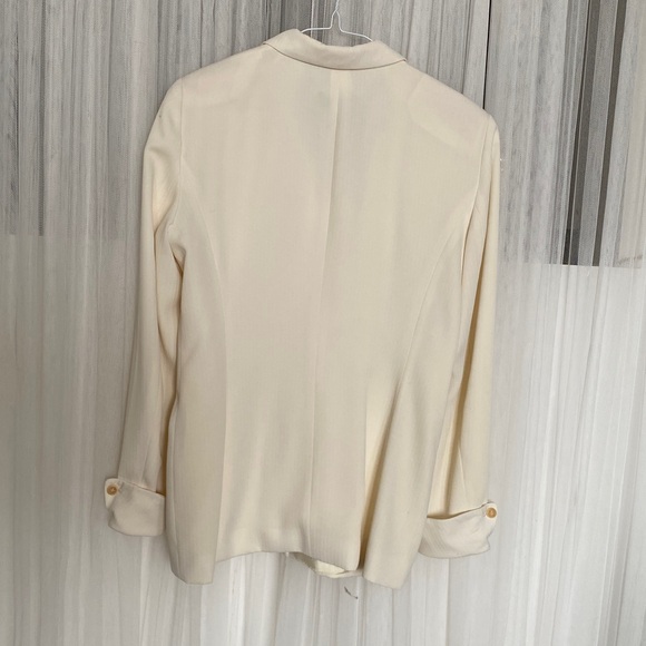 Vintage Y2K Women's striatum & Iseut Cream Blazer! Size 11 - Picture 5 of 14